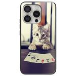 iPhone 16 Pro Hülle - Gehärtetes Glas Hardcase mit Soft TPU Ränder - Katze