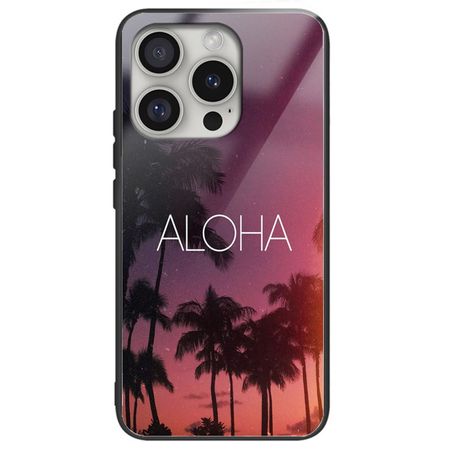 iPhone 16 Pro Max Hülle - Gehärtetes Glas Hardcase mit Soft TPU Ränder - ALOHA