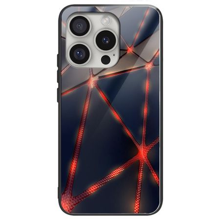 iPhone 16 Pro Max Hülle - Gehärtetes Glas Hardcase mit Soft TPU Ränder - rote Linie