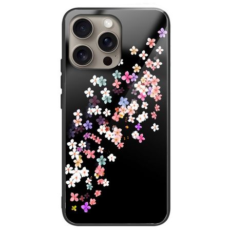 iPhone 16 Pro Max Hülle - Gehärtetes Glas Hardcase mit Soft TPU Ränder - Flora