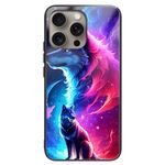 iPhone 16 Pro Hülle - Gehärtetes Glas Hardcase mit Soft TPU Ränder - eleganter Wolf