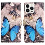 iPhone 16 Pro Handy Hülle - Leder Bookcover Image Series - blauer Schmetterling