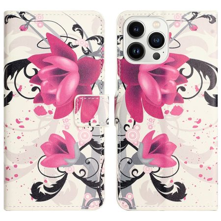 iPhone 16 Pro Max Handy Hülle - Leder Bookcover Image Series - Lotus