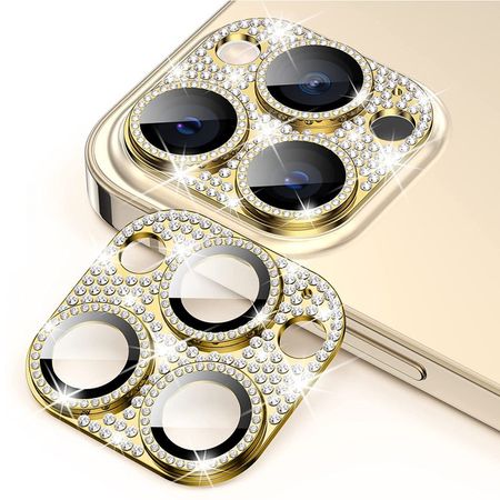 Enkay - iPhone 16 Pro / 16 Pro Max Kamera Glas - Glasperlen + Metall + gehärtetes Glas - gold