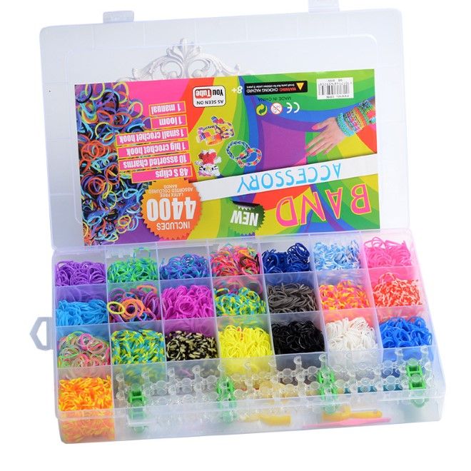 Kinder Gummi Loom Schmuck zum DIY Basteln (4400 Stück) - für Armband / Kette - mehrfarbig