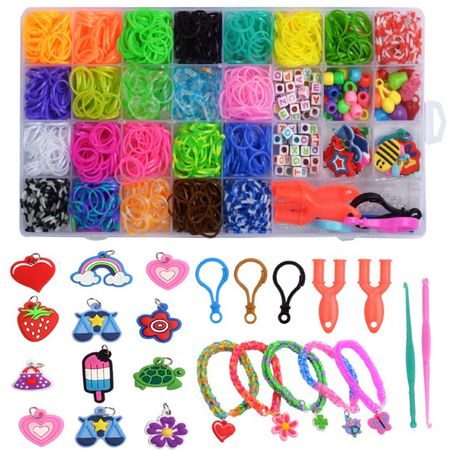 Kinder Gummi Loom Schmuck zum DIY Basteln (1500 Stück) - für Armband / Kette - mehrfarbig