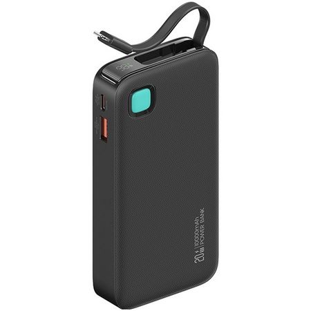 USAMS - Powerbank PD 20W 10000mAh mit einziehbarem Lightning Kabel (50 cm) - schwarz