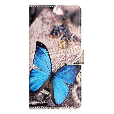 Samsung Galaxy S24 FE Handy Hülle - Leder Bookcover Image Series - blauer Schmetterling