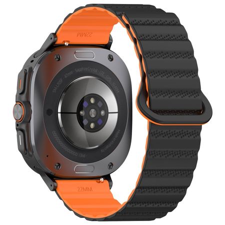 Samsung Galaxy Watch Ultra (47mm) Magnetisches Silikon Armband - schwarz/orange