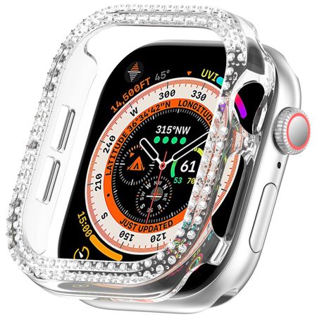 Apple Watch 10 (42mm) Schutzhülle mit Glitzersteinen - transparent