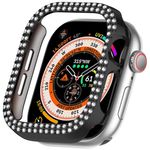 Apple Watch 10 (46mm) Schutzhülle mit Glitzersteinen - schwarz