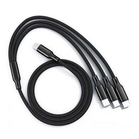 3in1 Lade- und Datenkabel (3A) - USB-C zu USB-C/USB-C/USB-C (1m) - Braidy Series - schwarz