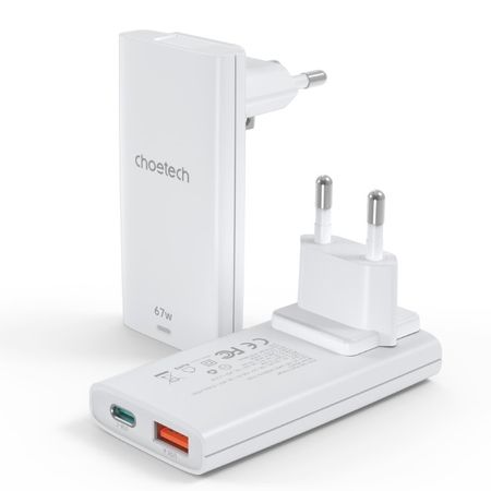 Choetech - USB-C und USB-A GaN Fast Charger (65W) - Schnellladegerät - CH Edition - weiss