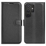 Samsung Galaxy S25 Ultra Handy Hülle - Litchi Leder Bookcover Series - schwarz