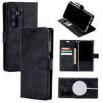 Goospery - Samsung Galaxy S25 Hülle - Leder Bookcover - Bluemoon Diary MagSafe Series - schwarz