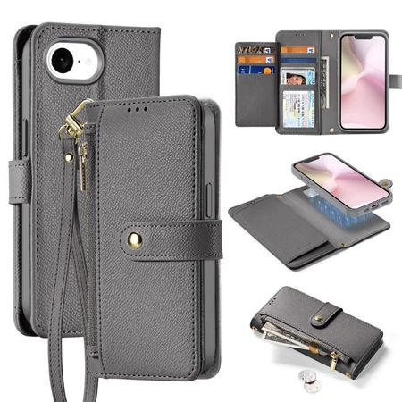 Dux Ducis - iPhone 16e Hülle - Kunstleder Bookcover - MagSafe kompatibel - Lawa Series - grau