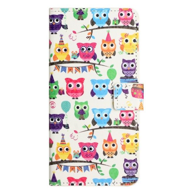 iPhone 16e Handy Hülle - Leder Bookcover Image Series - kleine Eulen