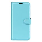 iPhone 16e Handy Hülle - Litchi Leder Bookcover Series - blau