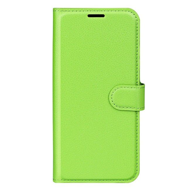 iPhone 16e Handy Hülle - Litchi Leder Bookcover Series - grün