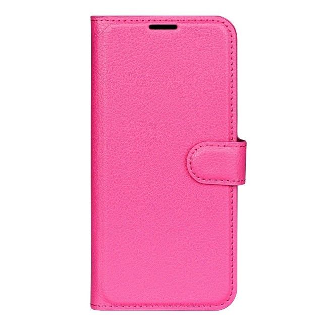 iPhone 16e Handy Hülle - Litchi Leder Bookcover Series - pink