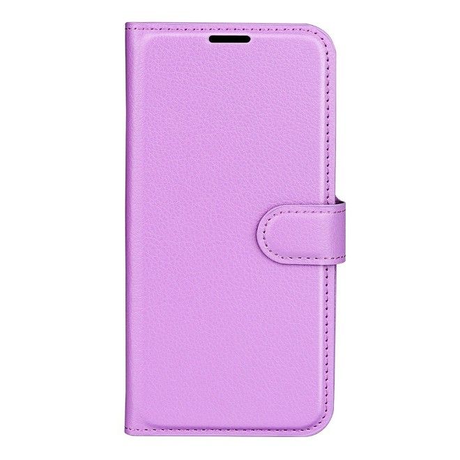 iPhone 16e Handy Hülle - Litchi Leder Bookcover Series - purpur