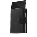 Herren Kartenetui aus Nappa Leder – RFID Portemonnaie mit Kartenauswurf – Platz für 6 Karten – Slim Wallet in Schwarz